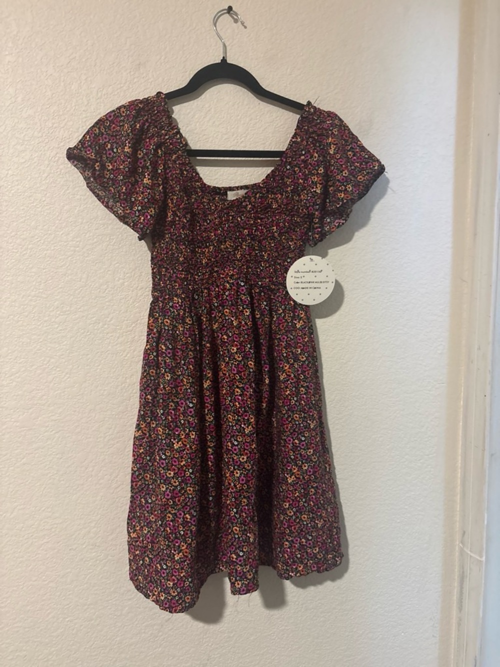 Passport Maroon Floral Smocked Casual Dress